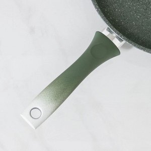 Сковорода, d=26 см, пластиковая ручка, стеклянная крышка, антипригарное покрытие, цвет фисташковый мрамор