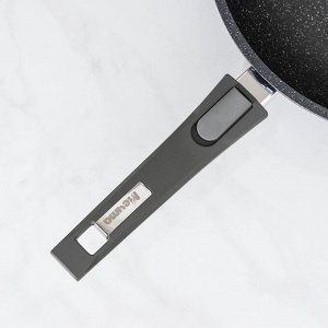 Сковорода «Гранит ВОК», d=28 см, съёмная ручка, стеклянная крышка, антипригарное покрытие, цвет серый