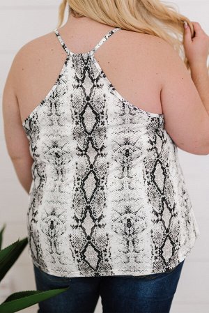 Plus Size Snakeskin Lace Splicing Spaghetti Strap Tank Top