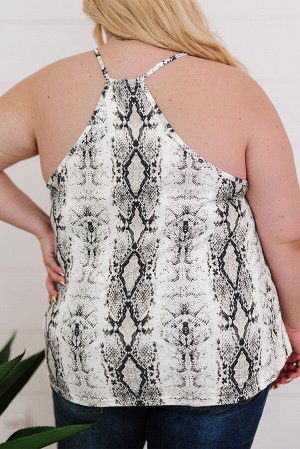 Plus Size Snakeskin Lace Splicing Spaghetti Strap Tank Top