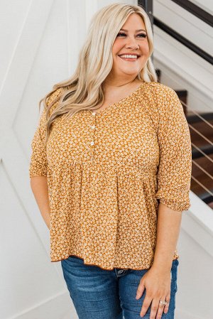 Floral Print Flowy Plus Size Blouse