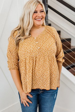 Floral Print Flowy Plus Size Blouse