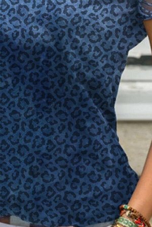 Blue Leopard Print T Shirt