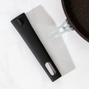 Сковорода, d=24 см, съёмная ручка, стеклянная крышка, антипригарное покрытие, цвет кофейный мрамор