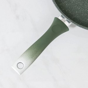 Сковорода, d=24 см, пластиковая ручка, стеклянная крышка, антипригарное покрытие, цвет фисташковый мрамор