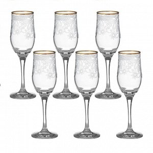 Набор бокалов для шампанского, 6 шт, 200 мл, стекло, АКАЦИЯ