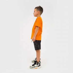 Пижама детская (футболка, шорты) KAFTAN "Trendy" р.38 (146-152), оранжевый, серый тай-дай