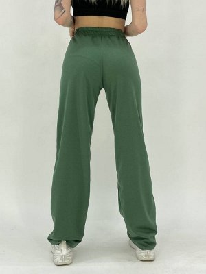 Спортивные штаны женские 5005 "Однотонные - Клеш" Хаки