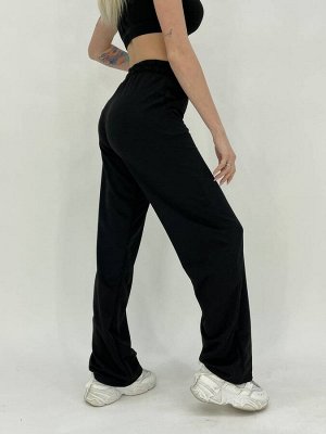 Спортивные штаны женские 5005 "Однотонные - Клеш" Черные