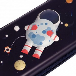 Пенал школьный на молнии "Космонавт в открытом космосе", 3D, чёрный