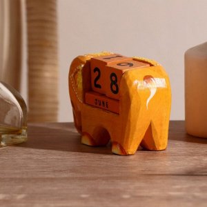 Вечный календарь с кубиками «Слоник», 11x4.5x6.6 см, дерево, МИКС