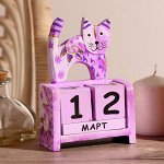 Деревянный календарь &quot;Фиолетовая кошка&quot;11х6х15 см В ассортименте (2языка)