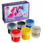 Гуашь 5 цветов + 1 цвет с блёстками по 20 мл My little pony