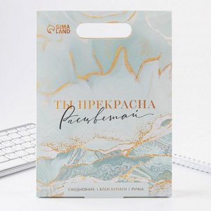 Подарочный набор, ежедневник, стикеры и ручка «Ты прекрасна»