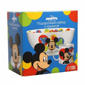 Набор детской посуды "Микки" 2 предмета: салатник, кружка, Микки Маус и его друзья