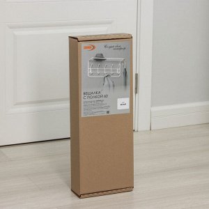 Вешалка настенная с полкой, 60x22x26.5 см, белая