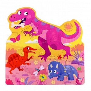 Фигурные пазлы 4 в 1 «Мир динозавров», 9,12,15,20 элементов