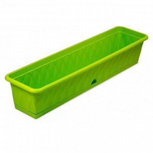 Ящик для растений, 92,5 см, с поддоном, пластик, зеленый, СИЕНА