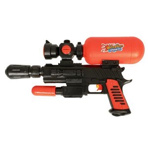 Водный пистолет с помпой Bondibon "Наше Лето", РАС 42х22см,  чёрно-оранжевый.