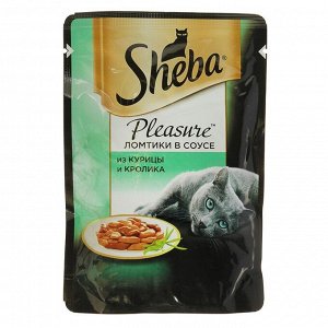 Влажный корм Sheba Pleasure для кошек, курица/кролик, пауч, 85 г