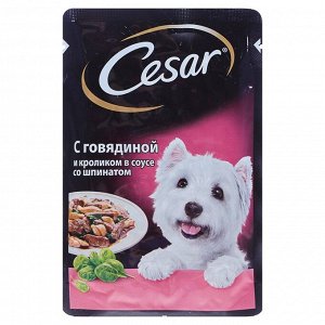 Закончился Влажный корм Cesar для собак, говядина/кролик/шпинат, пауч, 85 г