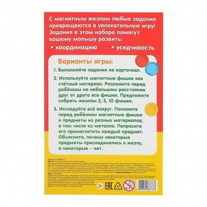 Магнитный жезл с заданиями «Весёлые задания», фишки, карточки, по методике Монтессори