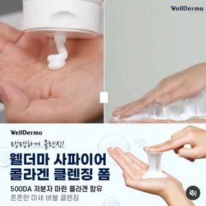 WellDerma Пенка для умывания с низкомолекулярным коллагеном Sapphire Low Molecular Marine Collagen Perfect Cleansing Foam, 150 гр