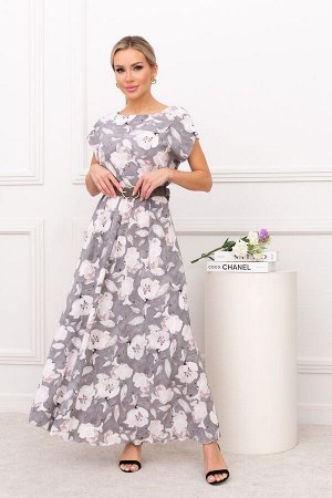 Платье Дарья №69. Цвет:св.серый/цветы