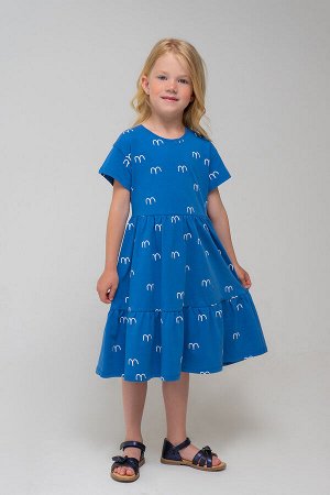 Платье(Весна-Лето)+girls (синий, рисованные чайки к337)