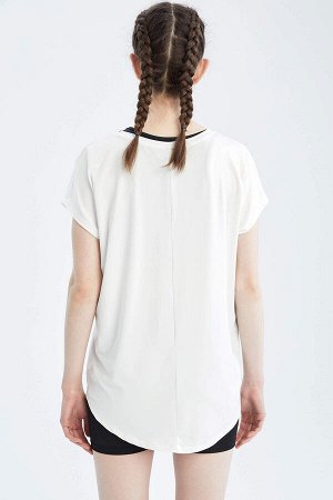 Defacto Fit Oversize-футболка с круглым вырезом и принтом с короткими рукавами
