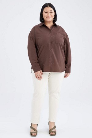 Рубашка с длинным рукавом и воротником рубашки большого размера DF Plus
