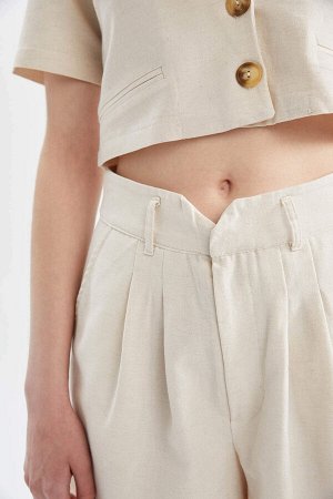 Мини-шорты Relax Fit из смесового льна с карманами