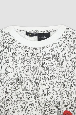 Укороченная футболка с круглым вырезом и короткими рукавами Keith Haring Licensed