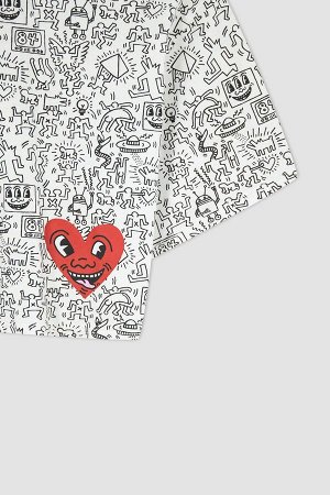 Укороченная футболка с круглым вырезом и короткими рукавами Keith Haring