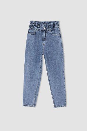 Укороченные джинсы Paperbag с высокой талией