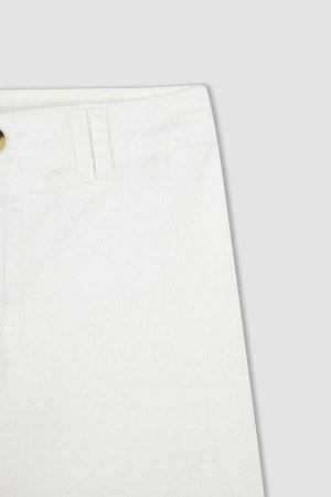 Короткие широкие брюки из габардина с высокой талией и укороченным кроем