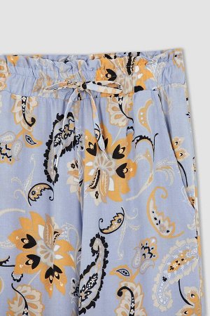 Традиционные широкие брюки из льняной ткани с рисунком бумажного мешка