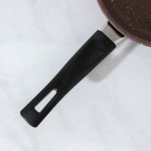 СИМА-ЛЕНД Сковорода Rock, d=15 см, пластиковая ручка, антипригарное покрытие, цвет коричневый