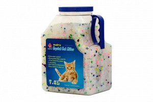 Силикагелевый нап-ль 7,6 л. "Цветные гранулы, б/з (банка)" (3,3 кг) "Crystal Cat Litter" Хит продаж!