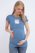 Футболка для кормления Модамама, Серо-голубой