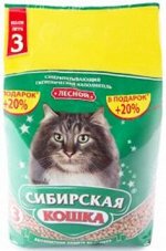 Сибирская кошка наполнитель 3л Лесной (древес.гранулы 10мм)