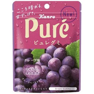 KANRO Pure Gummy - сахарные мармеладные сердечки со вкусом темного винограда