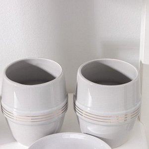 Набор аксессуаров для ванной комнаты «Бесконечность», 4 предмета (дозатор 400 мл, мыльница, 2 стакана), цвет светло-серый