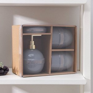 Набор аксессуаров для ванной комнаты «Бесконечность», 4 предмета (дозатор 400 мл, мыльница, 2 стакана), цвет серый