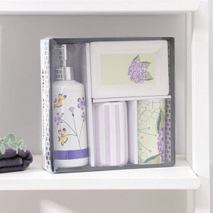 Набор аксессуаров для ванной комнаты «Весна», 4 предмета (дозатор 350 мл, мыльница, 2 стакана)