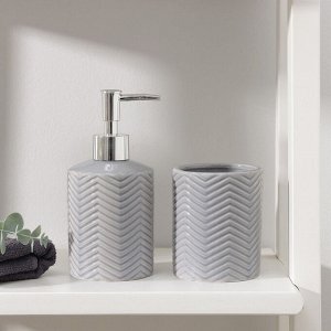 Набор аксессуаров для ванной комнаты «Минимал», 2 предмета (дозатор для мыла 350 мл, стакан 350 мл), цвет серый