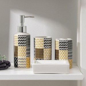 Набор аксессуаров для ванной комнаты «Мозайка», 4 предмета, цвет МИКС