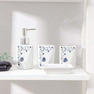 Набор аксессуаров для ванной комнаты «Пейзаж. Сад», 4 предмета (дозатор 250 мл, мыльница, 2 стакана)