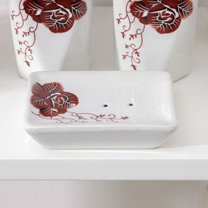 Набор аксессуаров для ванной комнаты «Роза», 4 предмета (дозатор 300 мл, мыльница, 2 стакана)