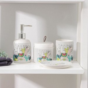 СИМА-ЛЕНД Набор аксессуаров для ванной комнаты «Фауна», 4 предмета (мыльница, дозатор для мыла 400 мл, 2 стакана), цвет МИКС